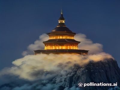 韩国首尔景福宫宫殿建筑全景，蓝天白云下红墙绿瓦色彩鲜明，游客身着韩服在宫门前留影，传统与现代交融